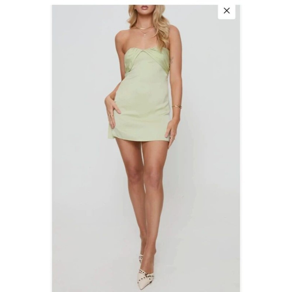 Sage Green Satin Mini Dress princess Polly size us 12